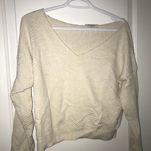 Babaton cotton / cashmere beige V-Neck sweater - Picture 1 of 3